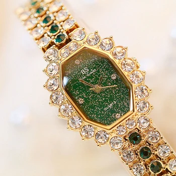  Prekės Ženklo Mados Laikrodžiai Moterims Moteriški Mažų Deimantų Apyrankės Žiūrėti Žalia Akmuo Aukso Vandeniui Montre