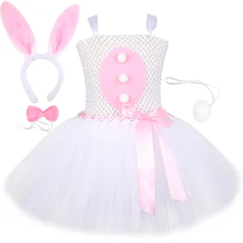 Merginos Easter Bunny Tutu Suknelė Vaikams Triušis Cosplay Kostiumai, Bamblys Mergina Gimtadienio Tiulio Apranga Atostogų Drabužiai