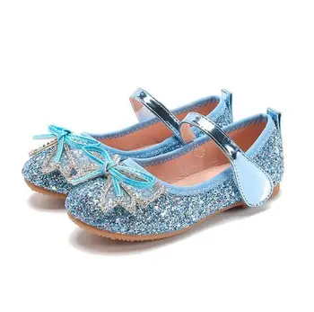 Naujas 2021 merginos blizgučiais odiniai batai vaikams butas batai blizga lankas šalis princesė batai