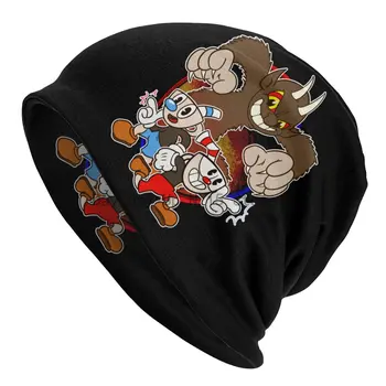 Unisex Žiemą Šiltas Variklio Dangčio Femme Mezgimo Skrybėlės Mados Karšto Žaidimas Cuphead Beanie Kepurė Lauko Slidinėjimo Beanies Kepurės Vyrams, Moterims
