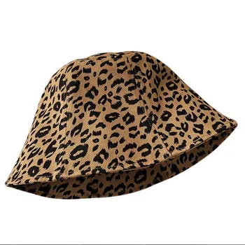 Leopardas spausdinti kibiro kepurę moterų rodyti veido mažų baseinų skrybėlę nauja mada web įžymybė pavasario ir vasaros stiliaus žvejys skrybėlę korėjos