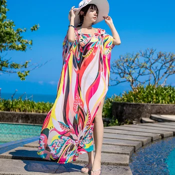 Ilgai apsaugančius nuo saulės drabužius šifono rūbeliai atostogų drabužiai laisvi bikini palaidinė maudymosi kostiumėlį ne imtis pajūrio apsaugos nuo saulės cool suknelė