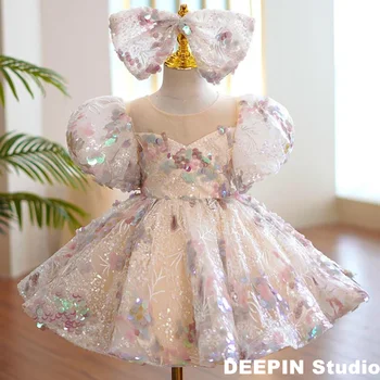 Kūdikių Krikšto Drabužiai Blizgučiais Dizaino Suknelės 2022 Naujas Gimtadienio Kamuolys Suknelė Mergaičių Krikštynos Princesė Velykų Eid Suknelės
