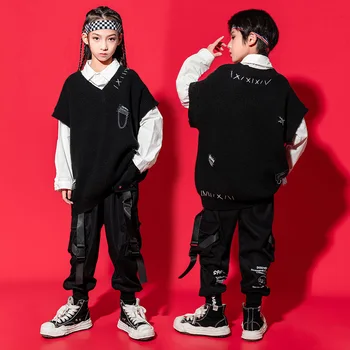 Vaikai Varžybos Hip Hop Drabužių Liemenė Marškinėliai Negabaritinių Gatvės dėvėti Kelnes Berniukams Džiazo Šokio Kostiumai Karnavaliniai Drabužiai