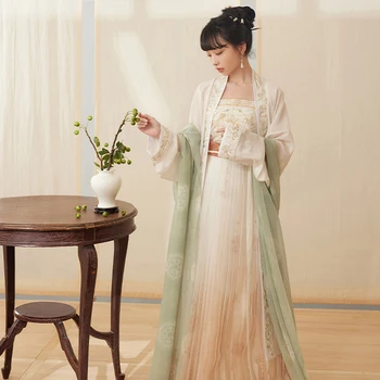 Naujas Hanfu Drabužiai Moterims Suaugusiųjų Kinijos Tradicinės Klasikinės Liaudies Šokių Scenos Kostiumai Song Dinastijos Vasaros Suknelė DQL7480