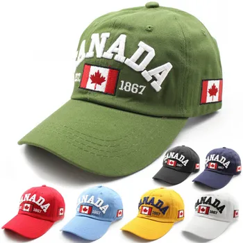 Gražus išsiuvinėti Kanados vėliava beisbolo kepurės porą sporto skrybėlę vyrų antis kalba skrybėlės mados Kanados vėliava beisbolo kepurės