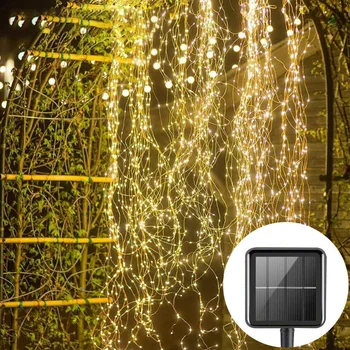 Saulės Pasakos String Žibintai Vario Viela, Lauko Krioklys LED Užuolaidų Styginių Šviesos Šalis, Sodas Kalėdos Kalėdų Dekoracija Namuose