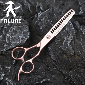 FnLune nukirptus Plaukus 50% VG-10 Rose Gold Profesionali Plaukų Salonas Žuvų Kaulų Žirklės Cut Kirpykla Plaukų Retinimo plaukų kirpimo Žirklės