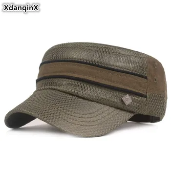 XdanqinX Vasaros Vyrų Bžūp Kvėpuojantis Akių Flat Top Hat Vėdinimo Karinės Kepurės Reguliuojamo Dydžio Prekės Kepurės Vyrams Ir Moterims