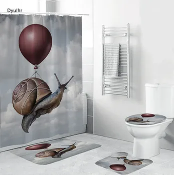 Vonios aksesuarai modernus minimalistinio sraigė dizaino dušo užuolaidą, neslidus kilimų tualeto sėdynės pagalvėlės vonios rinkinys DyuIhr