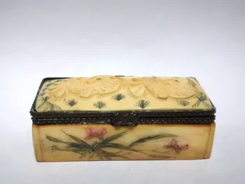 YIZHU CULTUER MENO Surinktos Senosios Kinijos Vertus, Drožyba Ryškių Gražių Žuvų Jewel Box Snuffbox Apdaila