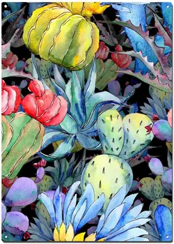 Kaktusai Abstrakti Akvarelė Metalo Alavo Ženklai,Kaktusas Spaudinių Colorfast Plakatai, Dekoratyvinis Ženklai, Sienos Menas, Namų Dekoro