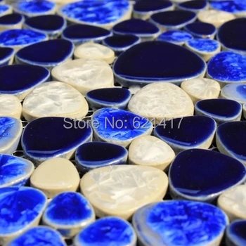 Viduržemio jūros mėlyna keramikos, porceliano mozaikos backsplash HMCM1013 pebble virtuvės sienų plytelių lipdukas vonios kambario grindų plyteles