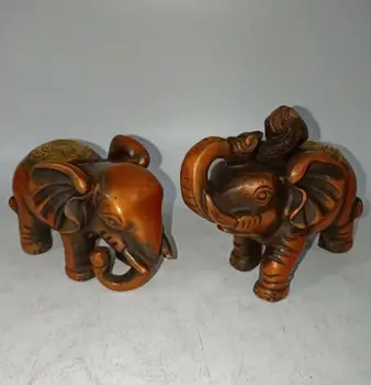 Archaize žalvario dramblys amatų statula pora
