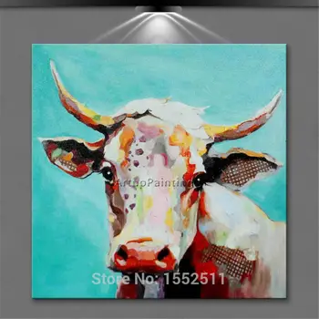 Karvė Naftos tapyba Ant Drobės, Sienos Gyvūnų Paveikslų Gyvenimo Kambario Sienos Meno Drobė plattle peilis šiuolaikinio abstraktaus rankomis dažyti 17