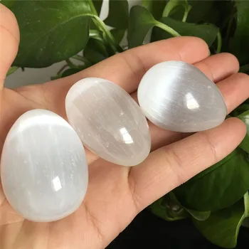 37-40mm Natūralūs Selenitas Kiaušinių Akmens Crystal Palm Meditacija Gydymo Chakra Sodalite Namo Kambaryje Apdaila