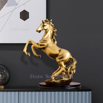 Šiuolaikinės Modeliavimas Gyvūnų Arklio Aukso Gyvūnų Skulptūrų Namų Dekoracijos, Amatų, Apdailos Priedai Šiuolaikinės Figūrėlės