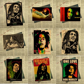 Vintage, Classic Rock, Reggae Verkti Wailers Bob Marley Plakatas Retro Kraftpopieris Baras, Kavinė Namų Dekoro Siena Lipdukas