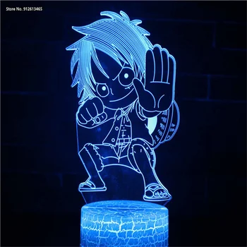 Populiarus Animacija Vienas Gabalas Luffy 3D Naktį Šviesos Kūrybos LED Spalva Atmosfera Lempos Miegamasis Dekoratyvinės Lempos