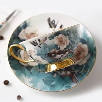 Europos espresso kavos puodelio ir lėkštė rinkiniai anglų porceliano arbatos rinkinys keramikos puodelis su šaukšteliu kelionės senovinių turkijos taurė