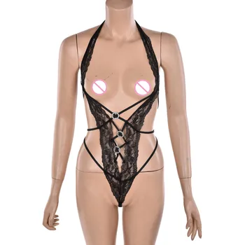 Juoda G-String Gėlių Nėrinių Diržas Moterų Sleepwear Teddies Bodysuits Suaugusiųjų Žaidimai Seksualus žaislas