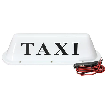 Baltos spalvos Vandeniui Taksi Magnetinis pagrindas Stogo Automobilio Kabinoje, LED Ženklas Šviesos Lempa 12V PVC