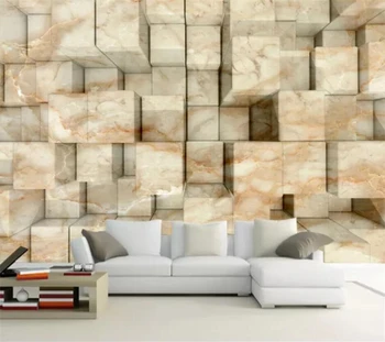 Individualizuotos fono paveikslėlį 3d sienų marmuro tekstūros kubo trimatę erdvę mados sofa fono sienos kambarį miegamojo tapetai