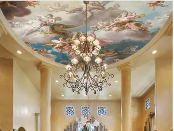 3d lubų freskomis tapetai Europos stiliaus angelas charakteris lubų freskomis tapetai, 3d lubų