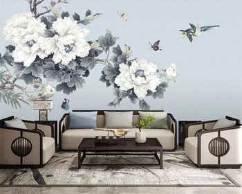 Beibehang Užsakymą tapetai Kinų stiliaus ranka-dažytos bijūnas gėlių TV fono sienos 3d gyvenimo kambario, miegamasis freskomis 3d tapetai
