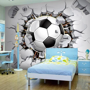 beibehang Užsakymą tapetai, 3d foto freskos vaikų kambario tapetai kambarį futbolo foną 3d papel de parede