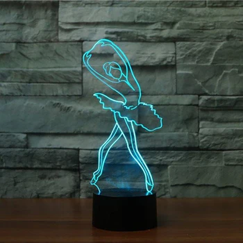 baleto mergaitė spalvinga Vision Stereo LED 3D Naktį Šviesos USB 3D lempos šviesos gradientas akrilo lempos nuotolinio valdymo naktį šviesos