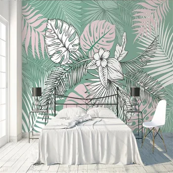Milofi užsakymą 3D tapetai, freskos Šiaurės ranka-dažytos tropinių augalų šiuolaikinio gyvenimo kambario, miegamasis fono sienos apdailos dažai