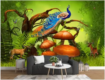 Custom freskos 3d foto tapetai Paslaptingos mergelės miško gyvūnai namų dekoro kambarį tapetų sienos, 3 d ritininis