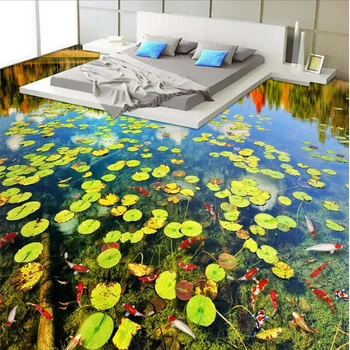 wellyu Individualų asmenybės tapetai tvenkinys plūdenos Qinghe gyvenimo kambario, miegamasis 3d storio dilimui grindų 3d sienų freskomis