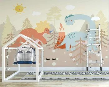 Beibehang Užsakymą Šiaurės naujas, modernus ranka-dažytos papel de parede mielas dinozauras, vaikų kambario fonas