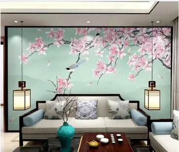 3d foto tapetai Užsakymą freskos Kinų stiliaus filialas magnolia gėlių ir paukščių miegamasis namų dekoro tapetų siena rulonais