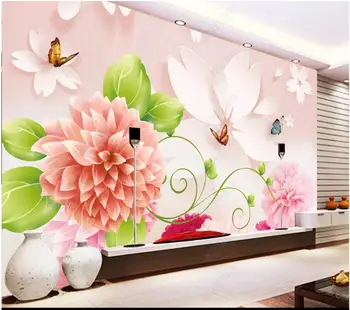 3d foto tapetai pritaikytas Modernus sieninis gėlės ir drugelis dekoracijos tapybos namų dekoro kambarį tapetai sienos 3d