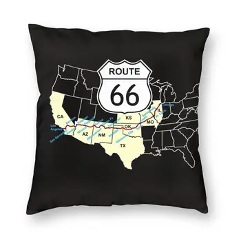 Energingas Route 66 JAV Highway Aikštėje Pagalvės užvalkalą Namų dekoro 3D Atspausdintas Žemėlapis Motinos Kelių Pagalvėlė Padengti už Kambarį