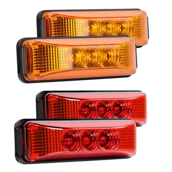 4PCS 24V 3.9 3 Colių LED Sunkvežimių Priekabos Raudona/geltona Lemputė Priekiniai Galiniai LED Šoniniai Gabaritiniai Žibintai Šalinimo Indikatoriaus Lemputė