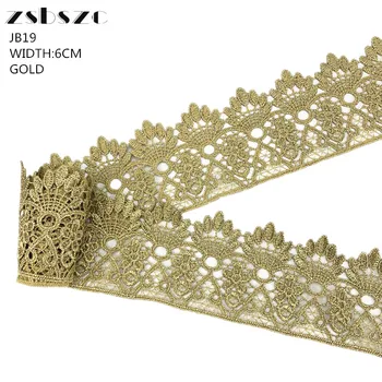 6CM Plotis 5Yards Derliaus Aukso Nėrinių Apdaila Aplikacijos Apipjaustymas Prabanga Siuvinėjimo Šviesos Aukso Nėrinių Audinys, Vestuvių Suknelės