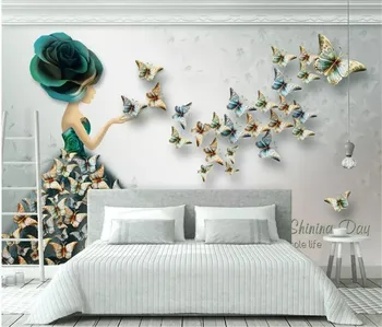 custom 3d stereoskopinis paramos tapetai drugelis Baleto šokėjas Europos retro sieninis Tv fono sienos dokumentų namų dekoro