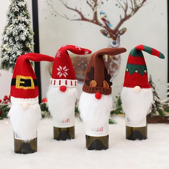 Kalėdinis Vyno Butelis Padengti Rudolph Beveidis Elf Kalėdos Šampano Butelio Dangtelį, Kalėdų Dekoracijos, Baras, Valgomasis Prekes