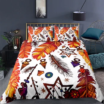 WOSTAR Namų miegamojo patalynės komplektas prabangių namų tekstilė, aukso spalvos pūkinė antklodė padengti nustatyti 3d spausdinimo pora dvigulė lova, patalyne,