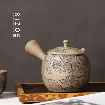 Japonijos Importuotų Changsha Deginimas Pusėje Rankena Arbatinukas Yuguang Toon Raižyti Keramikos Horizontalus Vertus Skubiai Arbatos Rinkinys