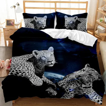 3D Atspausdintas Leopard Patalynės Komplektas 2 pagalvių Užvalkalai/3pcs Prabangus Šalikas Padengti Vaikams Karalius Vieno Dydžio Gyvūnų Antklode Padengti