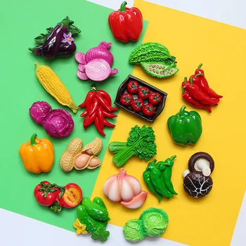 Ímãs de geladeira de frutas e vegetais 3d, simulação 3d, 