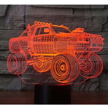 3D LED Naktį, Lengvasis VISUREIGIS Automobilis, su 7 Spalvų Šviesos Namų Puošybai Lempos Nuostabi Vizualizacijos Optinė Iliuzija Nuostabus