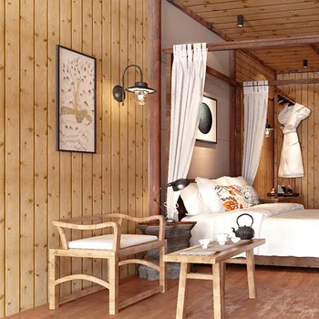 Modernus minimalistinis naujas Kinijos medienos tekstūros tapetai originalios medienos spalvos lentos, tapetai kambarį palėpėje, lubų drabužių parduotuvė