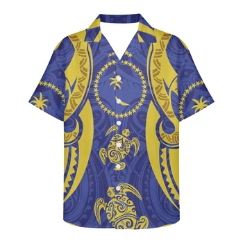 Kubos Edition vyriški Marškiniai Samojiečių Mėlyna Apačioje Spausdinti Geltona Golfo Marškinėliai Vasaros trumpomis Rankovėmis Atvartas Drabužiai Tinka Šalys