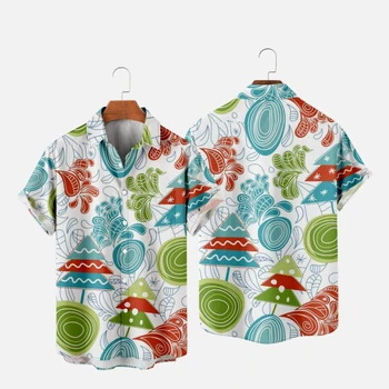 Vyriški Kalėdų Havajų Marškinėliai Y2K Hombre Mados Marškinėliai 3D Spausdinimo Jaukus Atsitiktinis trumpomis Rankovėmis Beach Negabaritinių Drabužiai